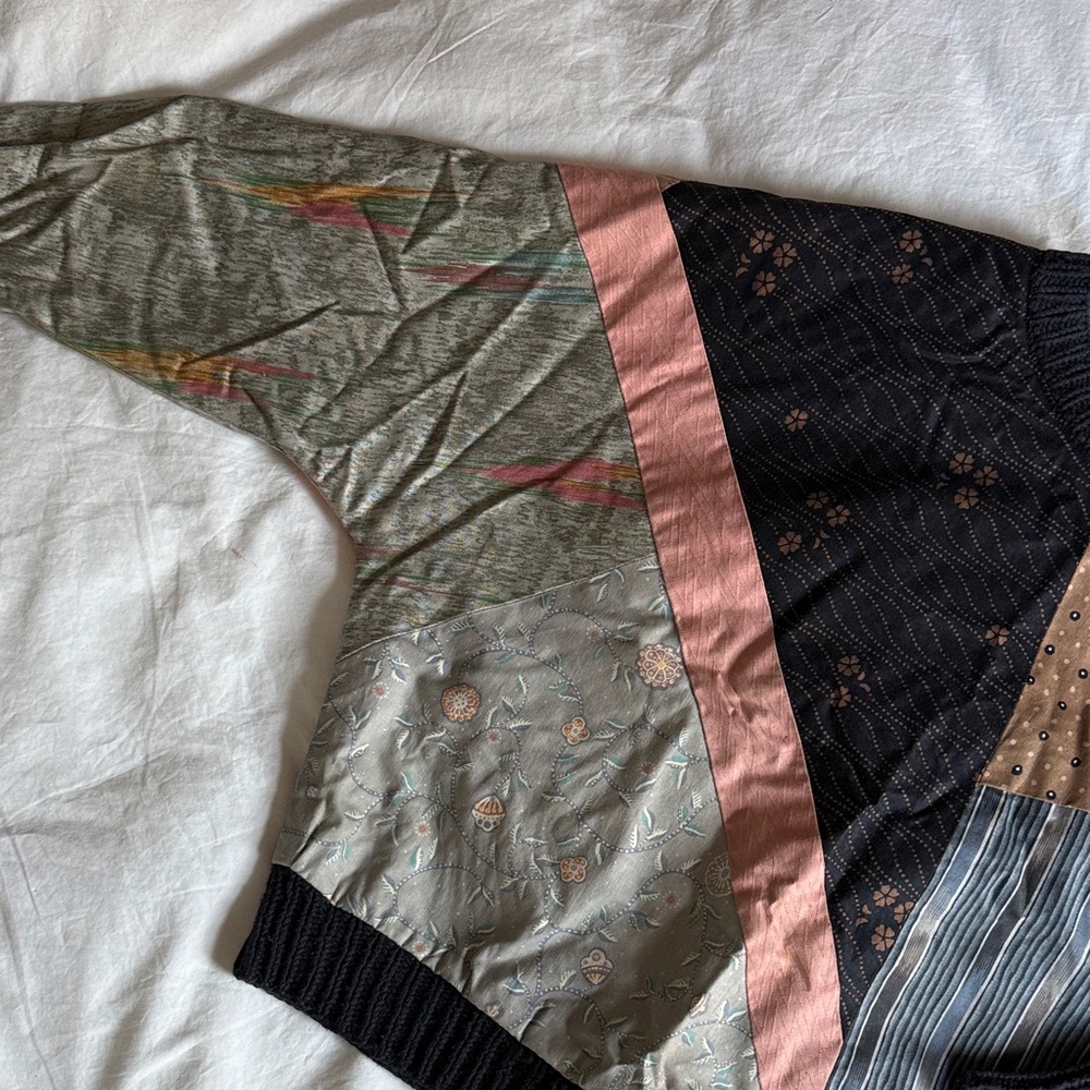 Patchwork Pullover With Mixed Patterns - image 3